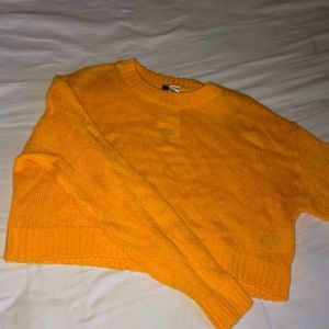 Yellow Cropped Longsleeve Knit Sweater
